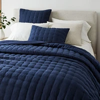 European Flax Linen Tack Stitch Quilt & Shams | West Elm