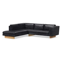 Anton Leather 2 Piece Terminal Chaise Sectional Wood Legs | Sofa With West Elm