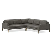 Andes Leather 3-Piece L-Shaped Sectional (94"–105") | West Elm