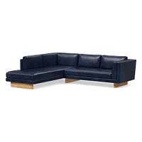 Anton Leather 2 Piece Terminal Chaise Sectional Wood Legs | Sofa With West Elm