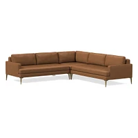 Andes Leather 3-Piece L-Shaped Sectional (94"–105") | West Elm