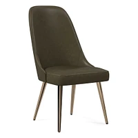 Mid-Century High-Back Leather Dining Chair - Metal Legs | West Elm