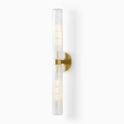 Fluted Double Long Indoor/Outdoor Sconce (29") | West Elm