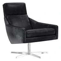 Austin Leather Swivel Armchair | West Elm