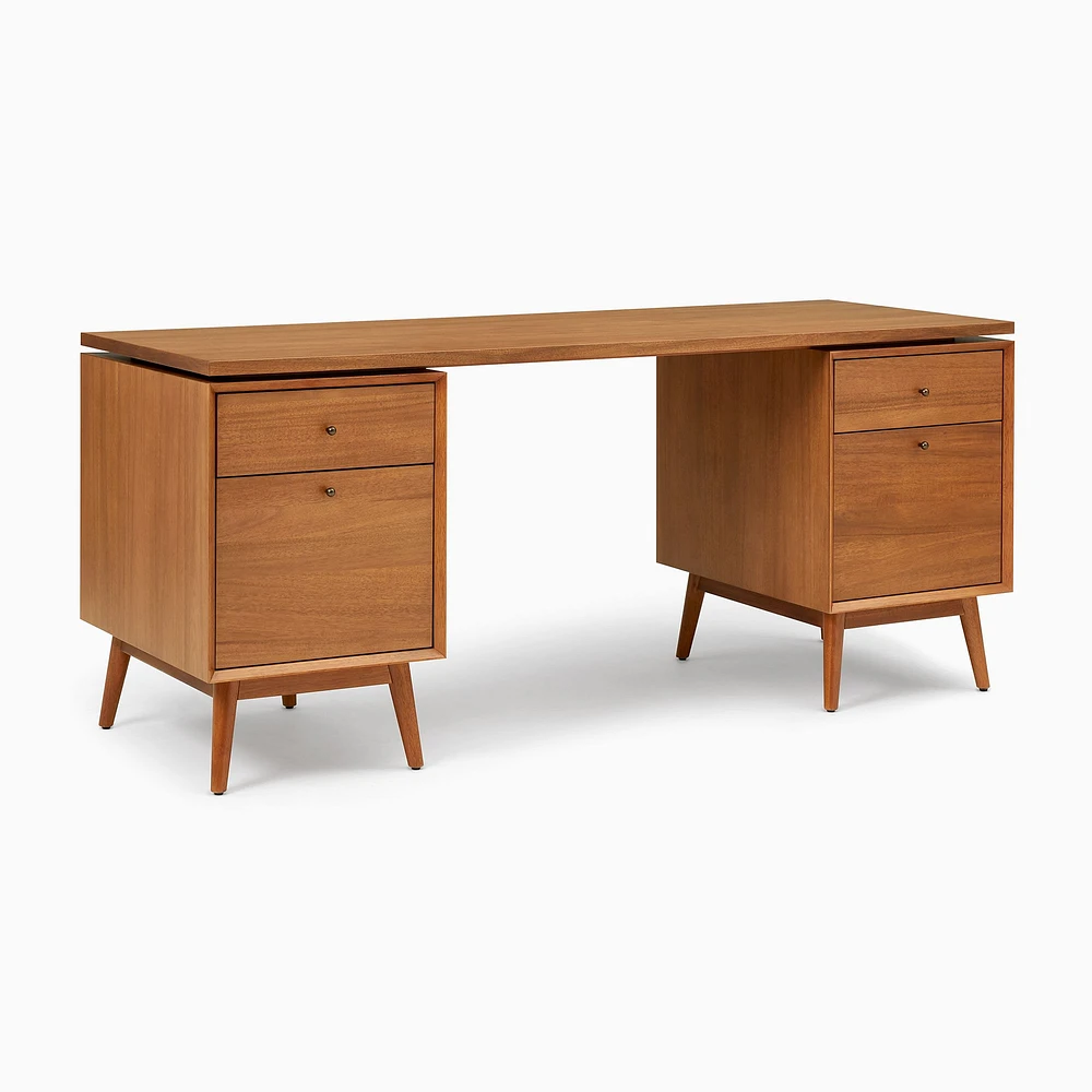 Mid-Century Modular Desk w/ 2 File Cabinets (70") - ADA | West Elm