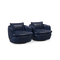 Crescent Leather Grand Swivel Chair | West Elm