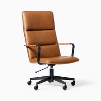 Cooper Mid-Century High-Back Leather Swivel Office Chair | West Elm