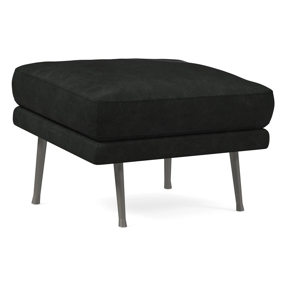 Lucia Leather Ottoman - Metal Legs | West Elm