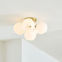 Staggered Glass Flush Mount Lighting, Milk | West Elm