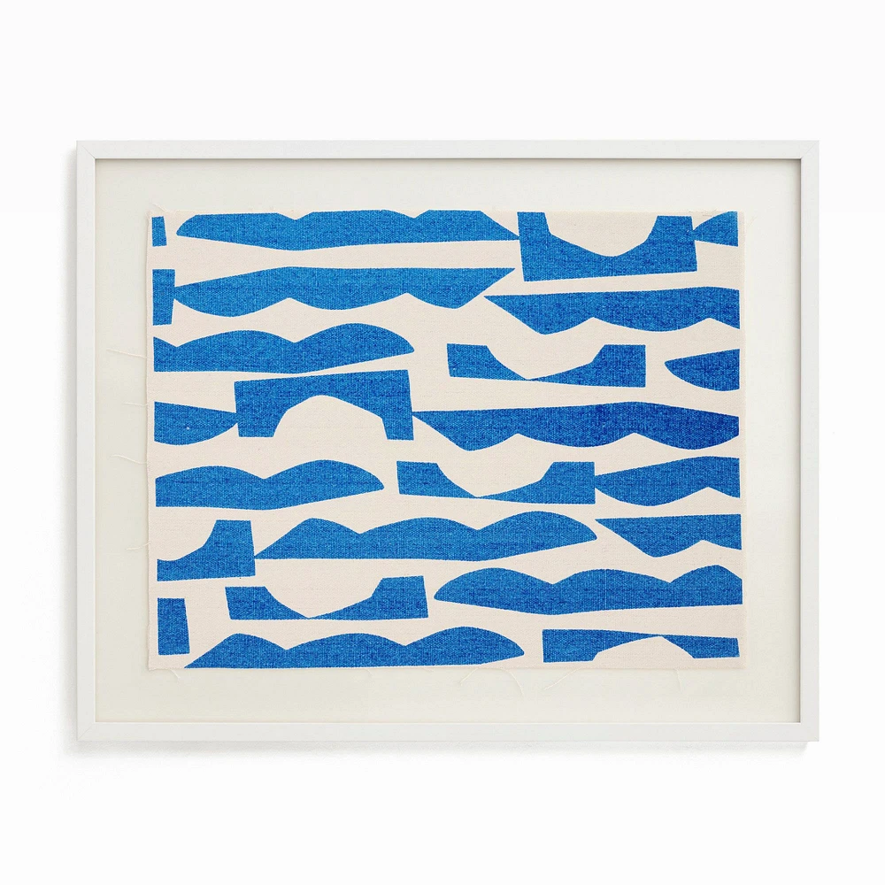 "Abstract Waves" Framed Textile Art by Minted for West Elm | West Elm