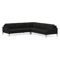 Andes Leather 3-Piece L-Shaped Sectional (94"–105") | West Elm