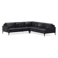 Andes Leather 3-Piece L-Shaped Sectional (94"–105") | West Elm