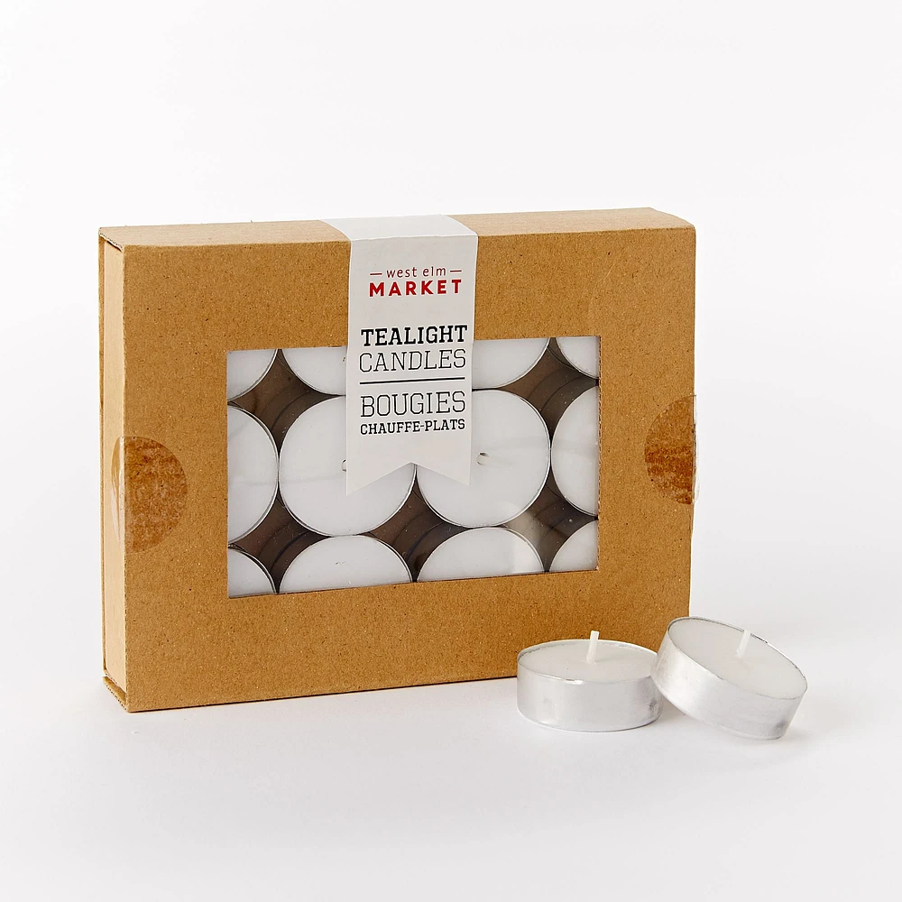 Unscented Wax Tealight Candles (Set of 24) | West Elm