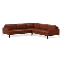 Andes Leather 3-Piece L-Shaped Sectional (94"–105") | West Elm