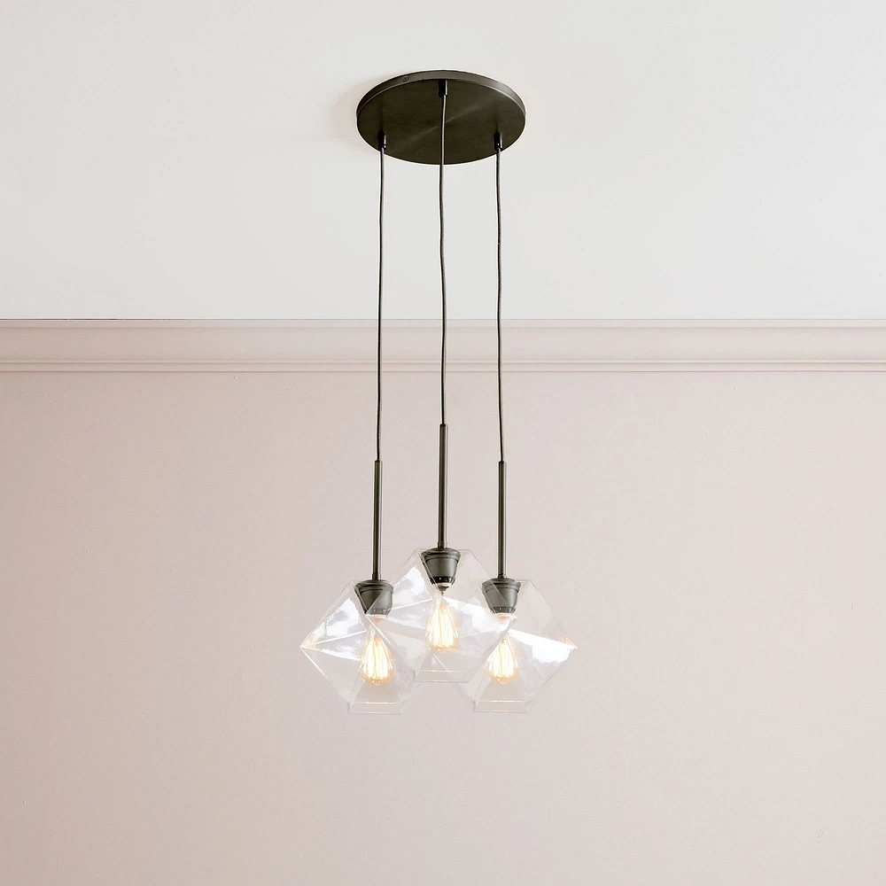 Sculptural 3-Light Faceted Chandelier | West Elm