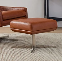 Austin Leather Swivel Chair & Ottoman Set | West Elm