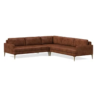 Andes Leather 3-Piece L-Shaped Sectional (94"–105") | West Elm