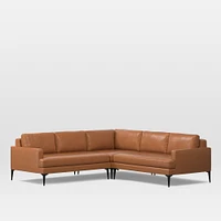 Andes Leather 3-Piece L-Shaped Sectional (94"–105") | West Elm