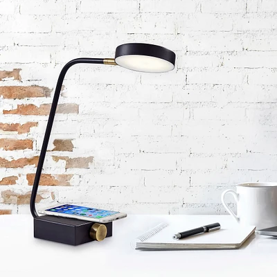 Industrial Metal LED Wireless Charging & USB Task Lamp | Modern Light Fixtures West Elm