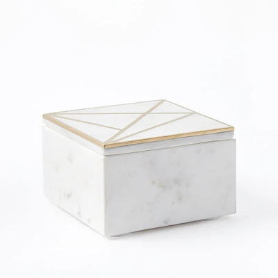 Brass Inlay Marble Box - Square, Jewelry Organization | West Elm