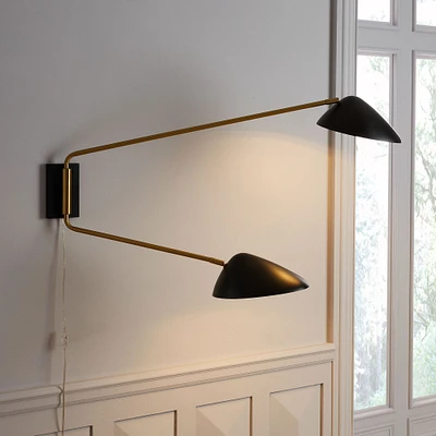 Curvilinear Mid-Century Wall Sconce - Double (Black) | West Elm