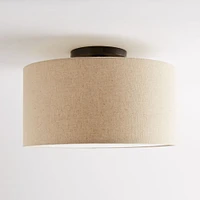 Fabric Shade Flush Mount Lighting - Drum | West Elm