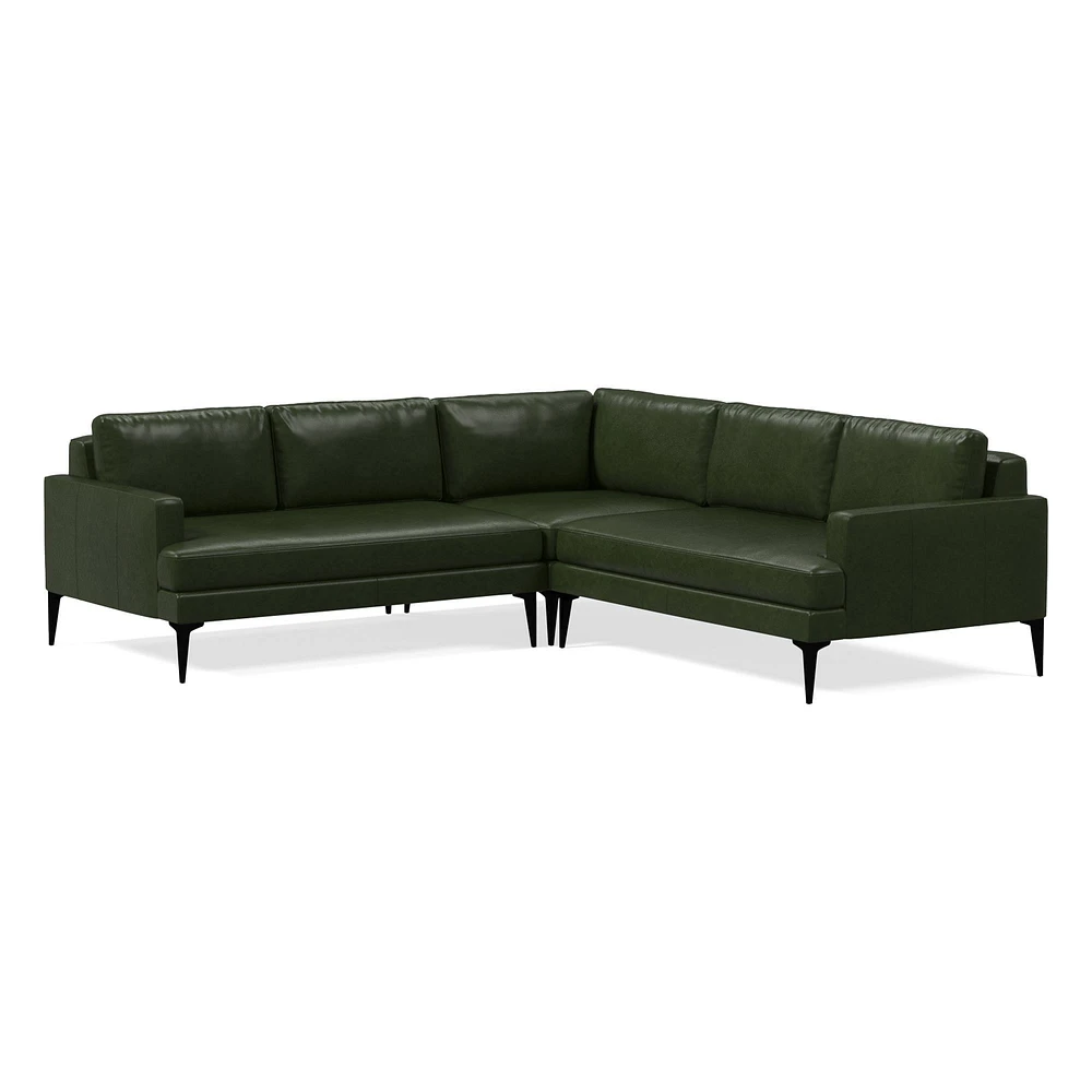 Andes Leather 3-Piece L-Shaped Sectional (94"–105") | West Elm