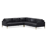 Andes Leather 3-Piece L-Shaped Sectional (94"–105") | West Elm