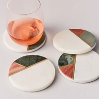 Mixed Marble & Brass Coasters (Set of 4) | West Elm