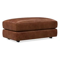 Haven Leather Ottoman | West Elm