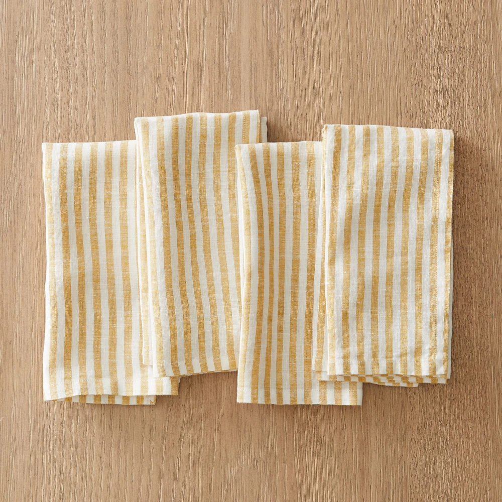 European Striped Linen 20x20 Napkin Sets | West Elm