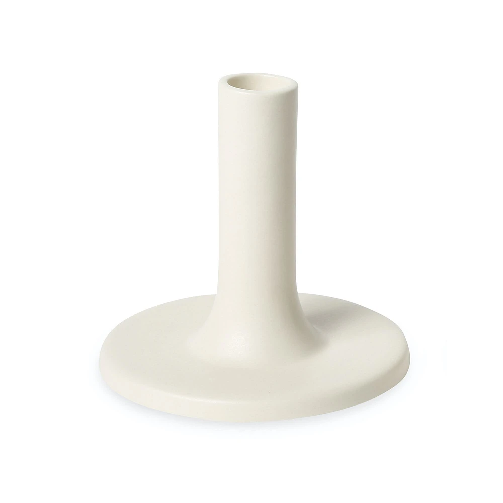 Floral Society Ceramic Taper Holder - White | West Elm