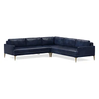 Andes Leather 3-Piece L-Shaped Sectional (94"–105") | West Elm