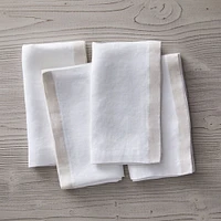 European Linen Contrast Border Napkins (Set of 4) | West Elm