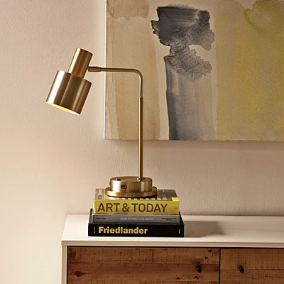 Cylinder Task Lamp with USB Charger | Modern Light Fixtures | West Elm