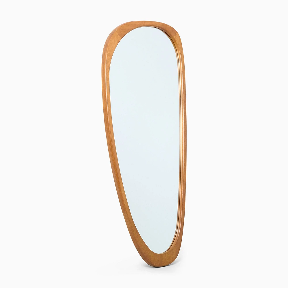 Mid-Century Asymmetrical Wood Floor Mirror | West Elm