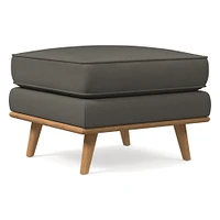 Zander Leather Ottoman | West Elm