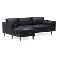 Dennes Leather 2 Piece Chaise Sectional | Sofa With West Elm