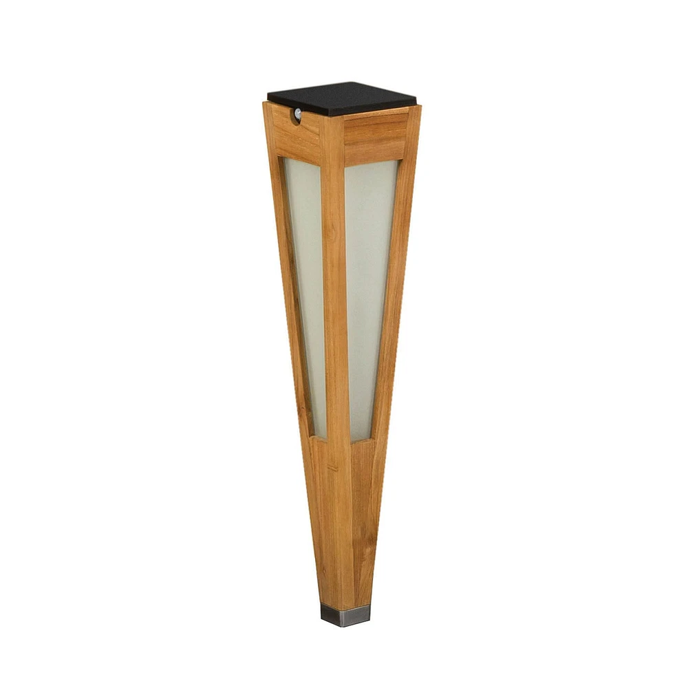 Lanai Solar Teak Torch | West Elm