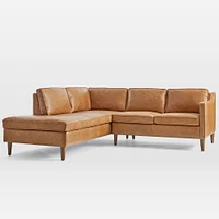 Hamilton Leather 2-Piece Bumper Chaise Sectional (88"–98") | West Elm