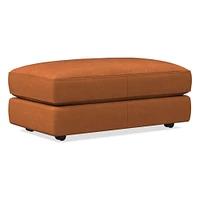 Haven Leather Ottoman | West Elm