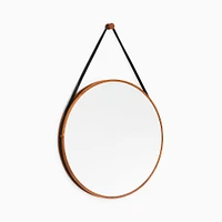 Modern Hanging Round Wall Mirror w/ Leather Strap | West Elm