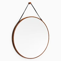 Modern Hanging Round Wall Mirror w/ Leather Strap | West Elm