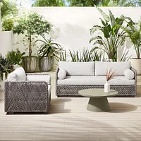 Coastal Outdoor Sofa (76"), Lounge Chair & Concrete Pedestal Coffee Table Set | West Elm