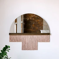 Candice Luter Duet Fringe Half Circle Wall Mirror w/ Accent Bar | West Elm