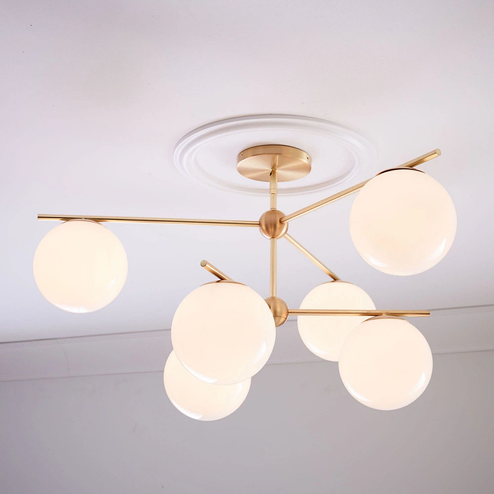 Sphere & Stem 6-Light Chandelier (36") - Milk | West Elm