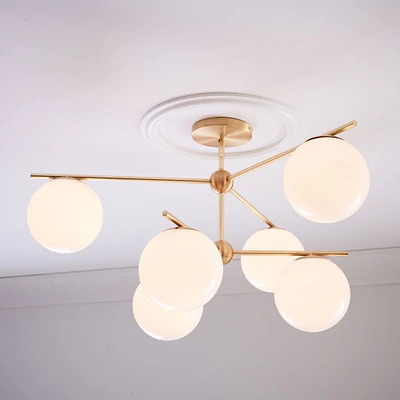 Sphere & Stem 6-Light Chandelier (36") - Milk | West Elm