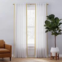 Open Box: Belgian Flax Linen Embroidered Stripe Curtain