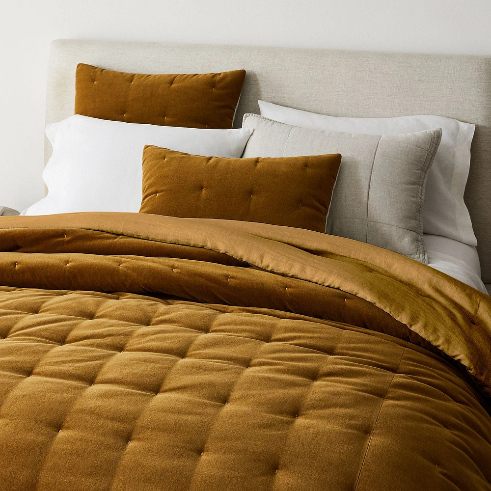 Classic Cotton Velvet Tack Stitch Quilt & Shams | West Elm