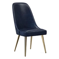 Mid-Century High-Back Leather Dining Chair - Metal Legs | West Elm
